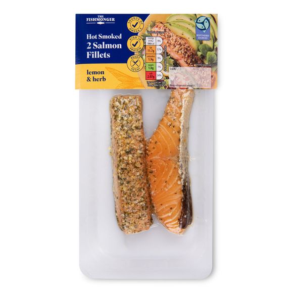 The Fishmonger Hot Smoked Lemon & Parsley Salmon Fillets 185g/2 Pack